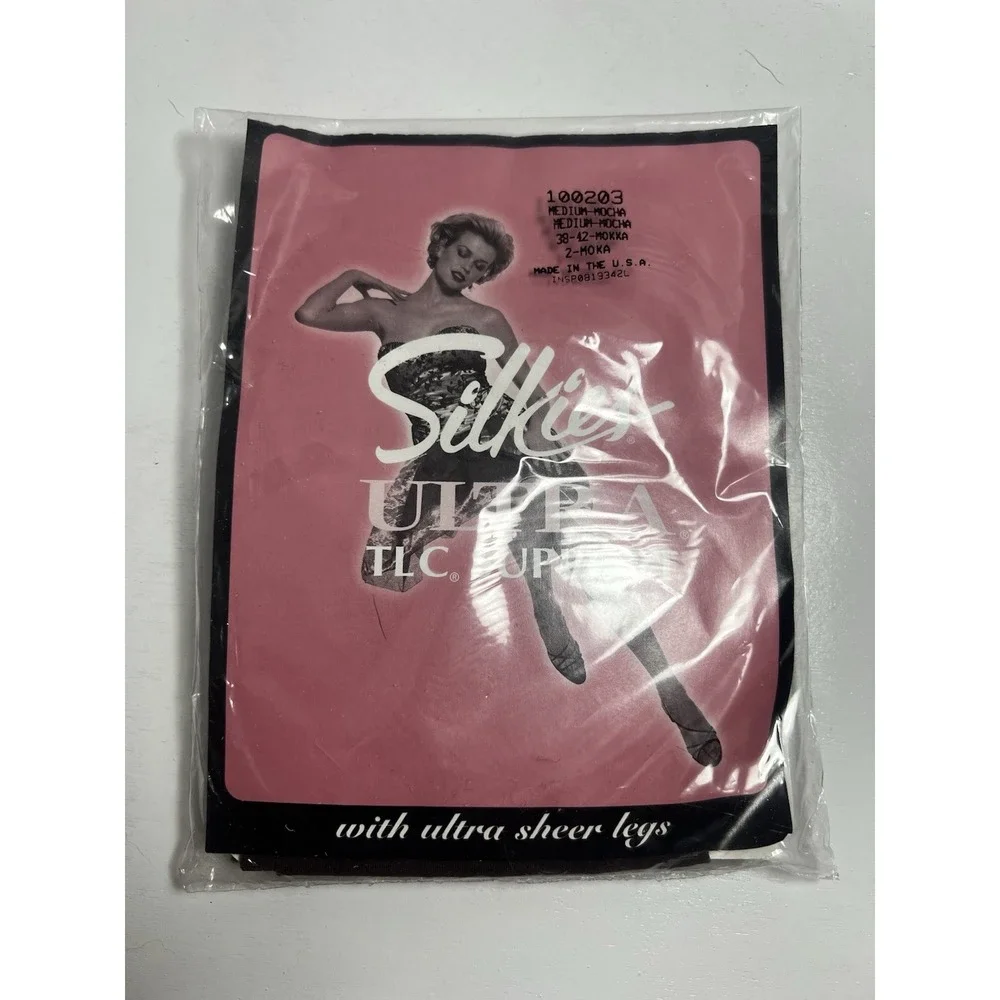 VTG 2 New Silkies Ultra TLC Support Control Top Pantyhose Mocha & Misty Grey